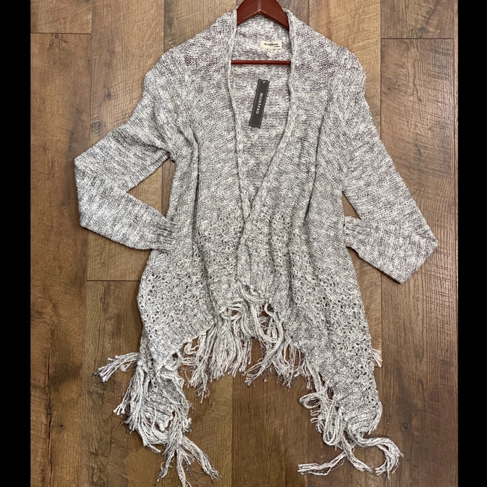 Monteau Women’s Long sleeve Boho Fringed Sweater